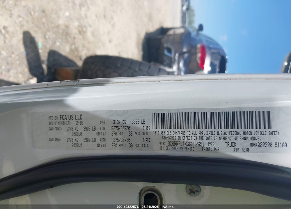 2016 RAM 1500 VIN: 3C6RR7LTXGG262651