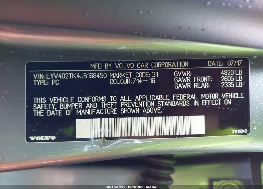 2018 VOLVO S60 INSCRI VIN: LYV402TK4JB168450