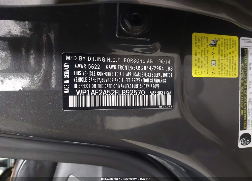 2015 PORSCHE MACAN VIN: WP1AF2A52FLB92570