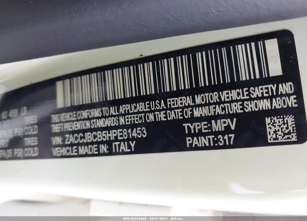 2017 JEEP RENEGADE DESERTHAWK 4X4 VIN: ZACCJBCB5HPE81453