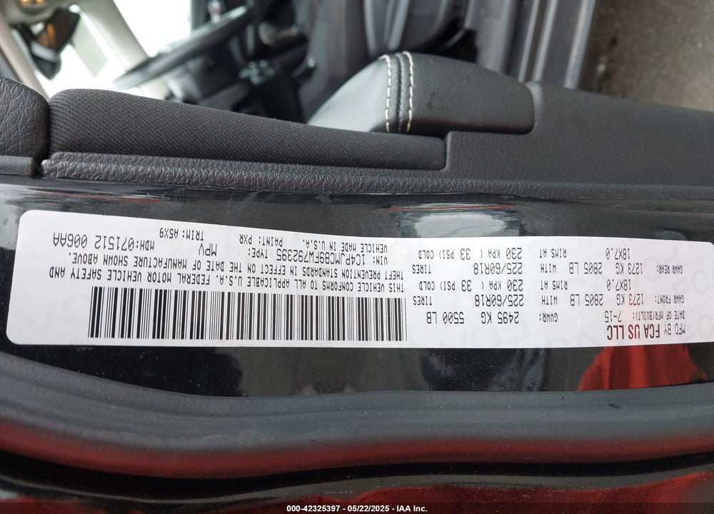 2015 JEEP CHEROKEE VIN: 1C4PJMCB9FW792395