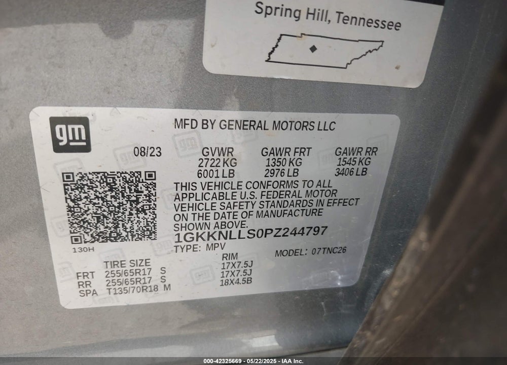 2023 GMC ACADIA VIN: 1GKKNLLS0PZ244797