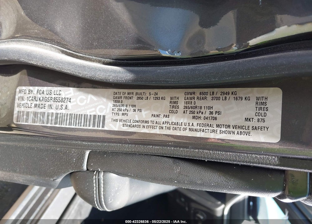 2024 JEEP GRAND CHEROKEE L VIN: 1C4RJKAG5R8558274