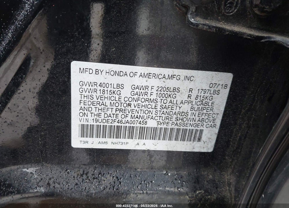 2018 ACURA ILX VIN: 19UDE2F46JA007458
