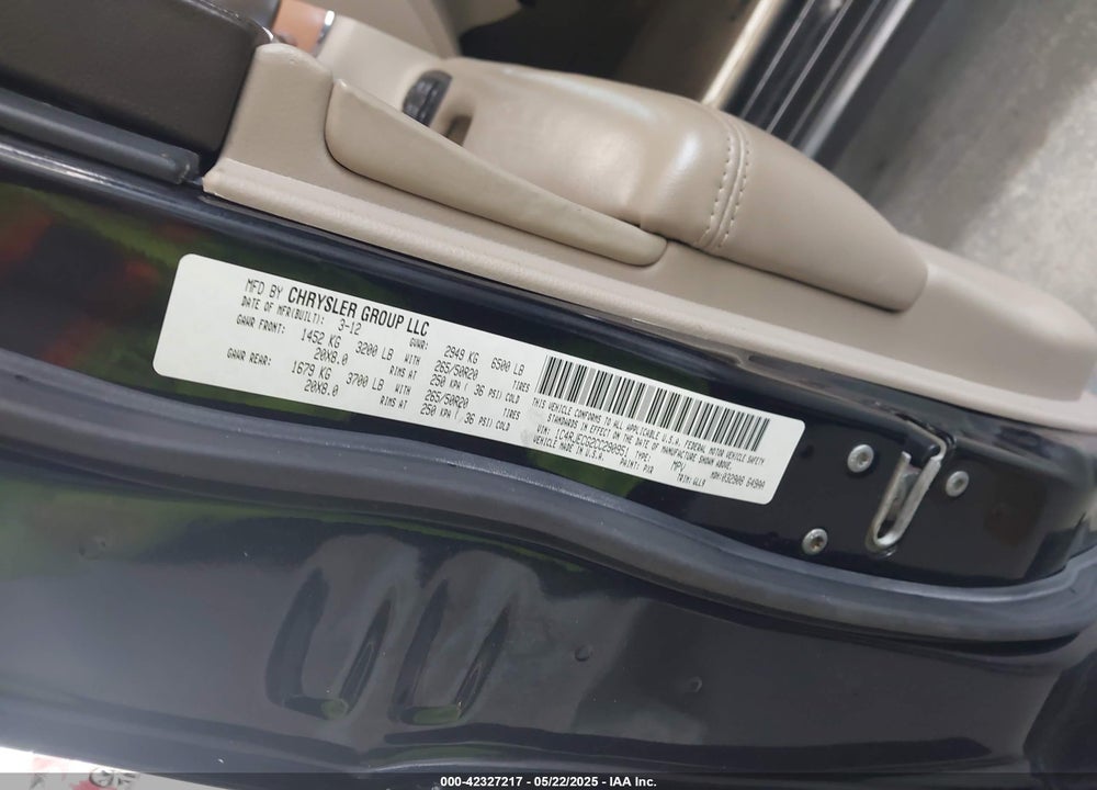 2012 JEEP GRAND CHEROKEE OVERLAND VIN: 1C4RJECG2CC290951