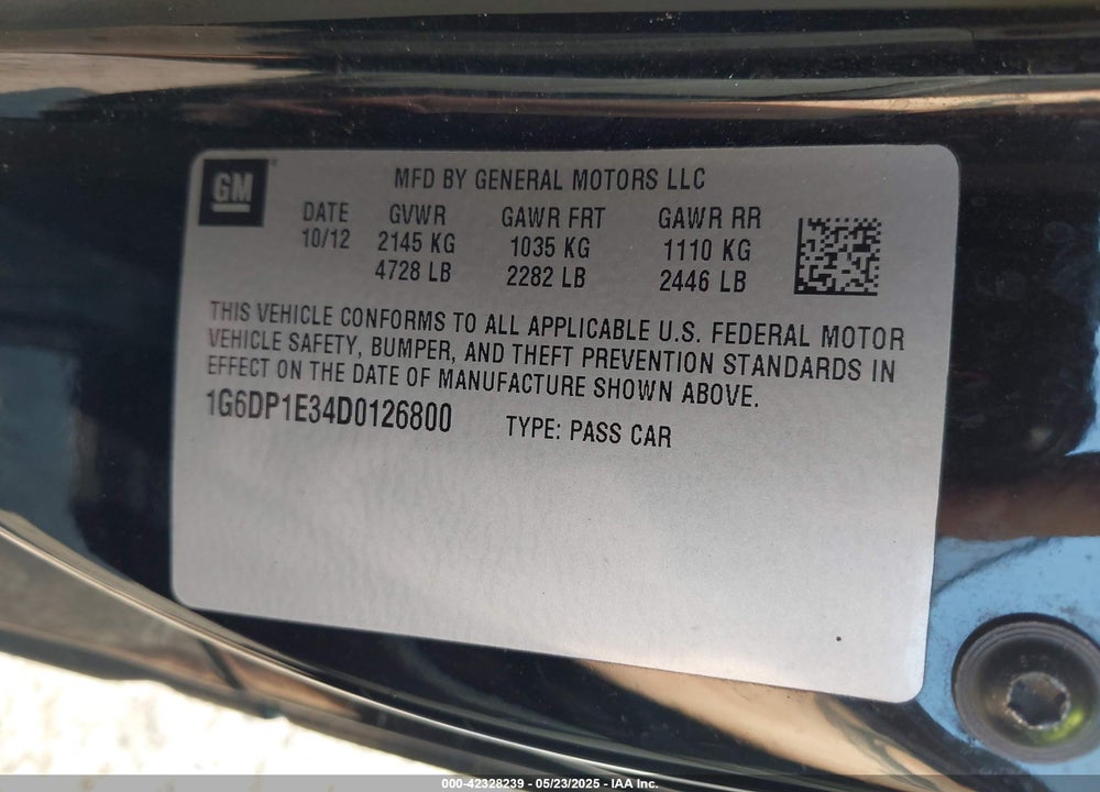 2013 CADILLAC CTS PREMIUM VIN: 1G6DP1E34D0126800