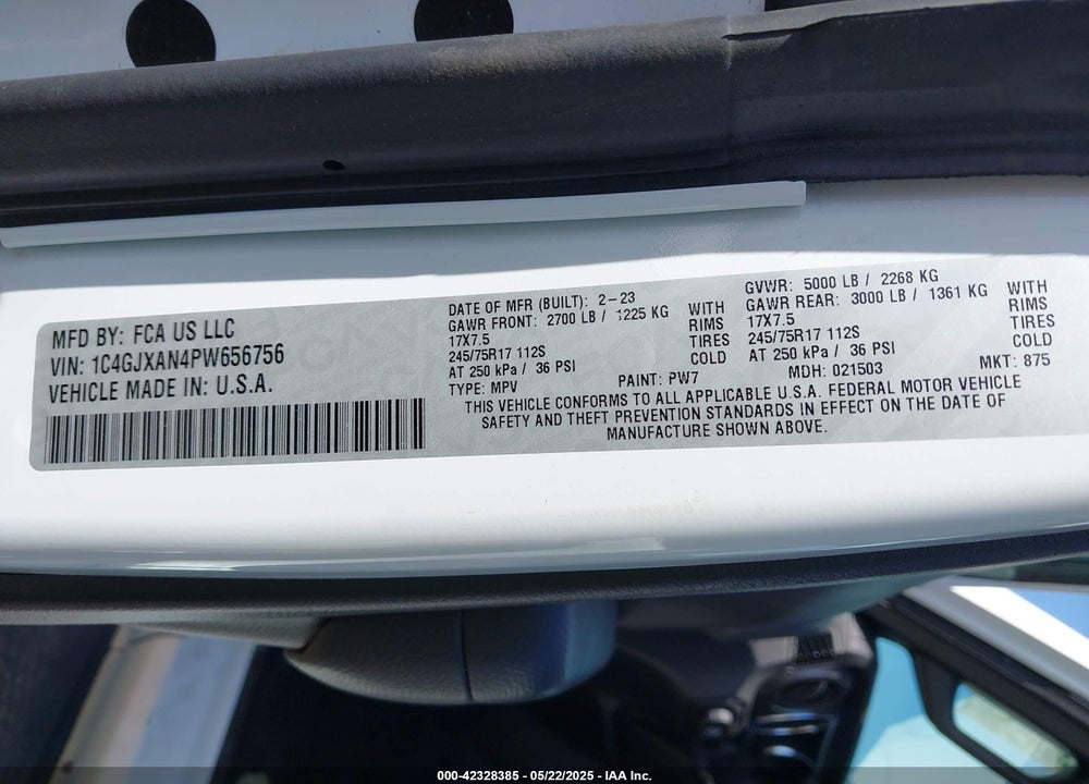 2023 JEEP WRANGLER / VIN: 1C4GJXAN4PW656756