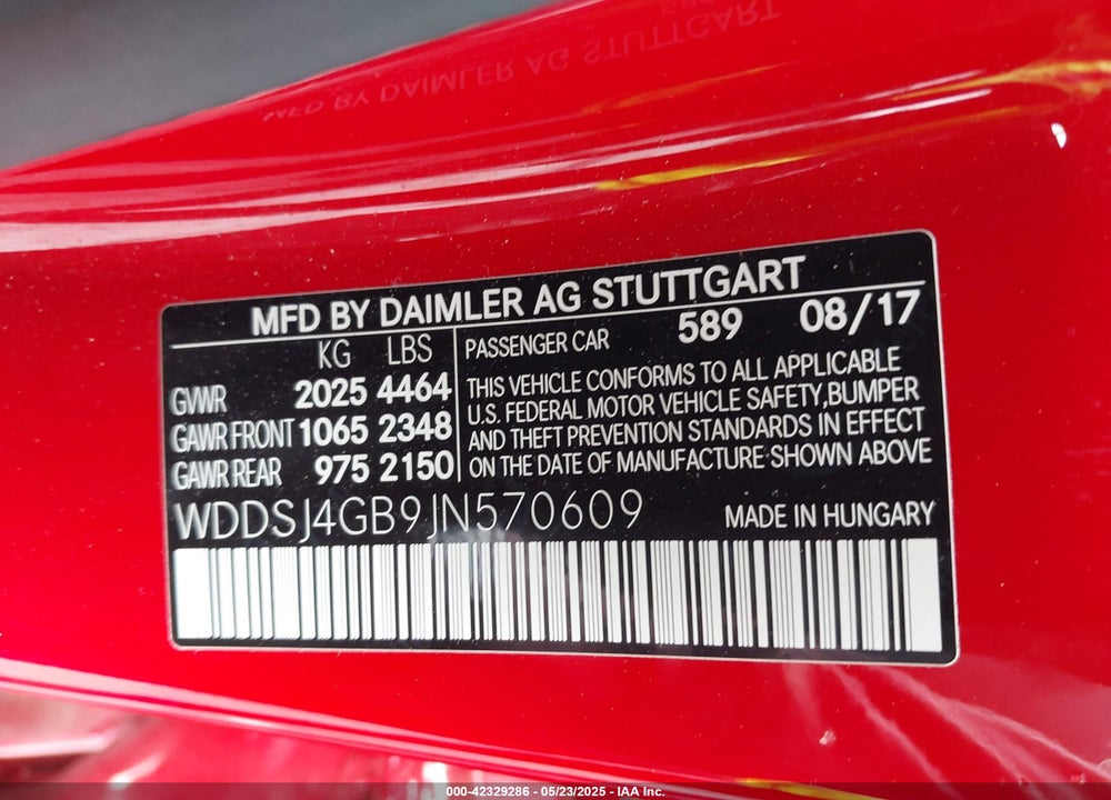 2018 MERCEDES-BENZ CLA 250 VIN: WDDSJ4GB9JN570609