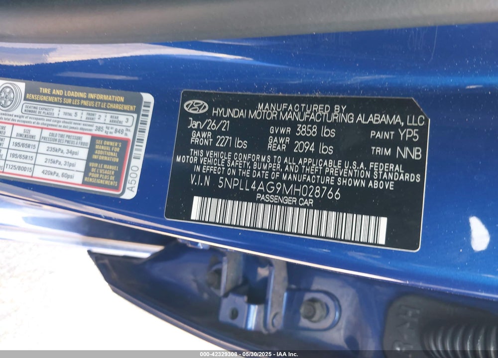 2021 HYUNDAI ELANTRA SE VIN: 5NPLL4AG9MH028766