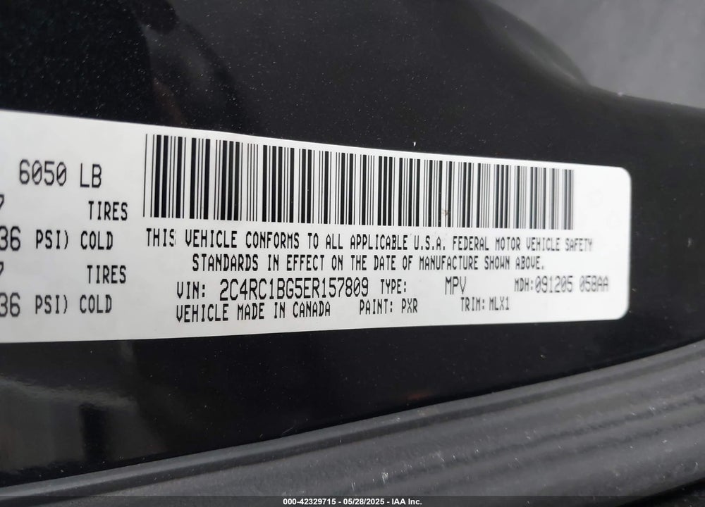 2014 CHRYSLER TOWN & COUNTRY TOURING VIN: 2C4RC1BG5ER157809