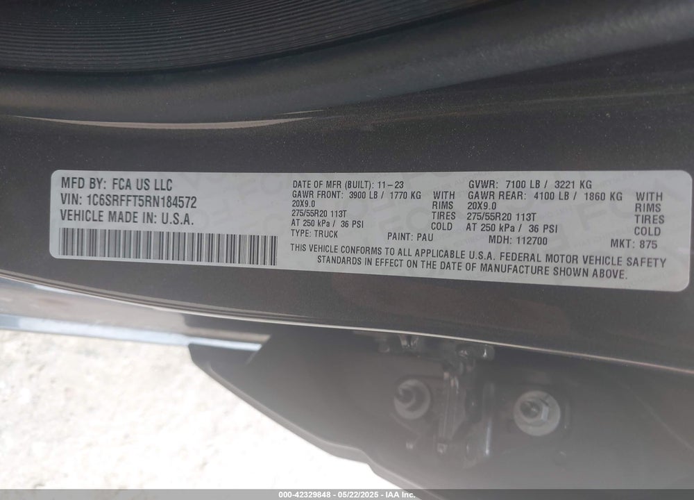 2024 RAM 1500 VIN: 1C6SRFFT5RN184572