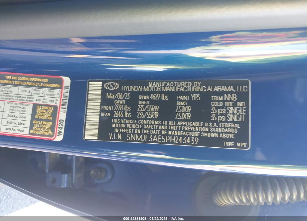 2023 HYUNDAI TUCSON VIN: 5NMJF3AE5PH243439