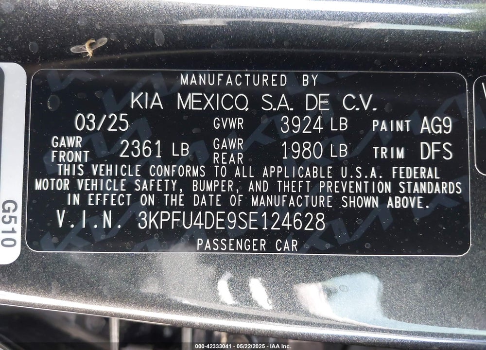 2025 KIA K4 VIN: 3KPFU4DE9SE124628