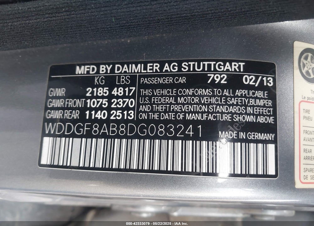 2013 MERCEDES-BENZ C 300 LUXURY 4MATIC/SPORT 4MATIC VIN: WDDGF8AB8DG083241