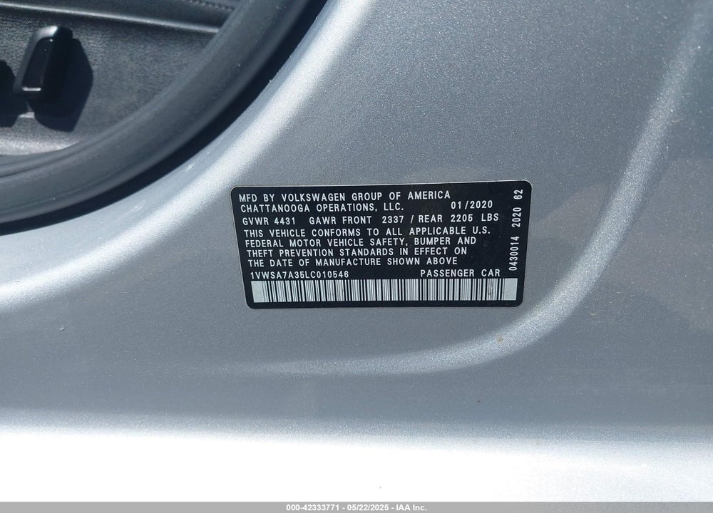 2020 VOLKSWAGEN PASSAT VIN: 1VWSA7A35LC010546
