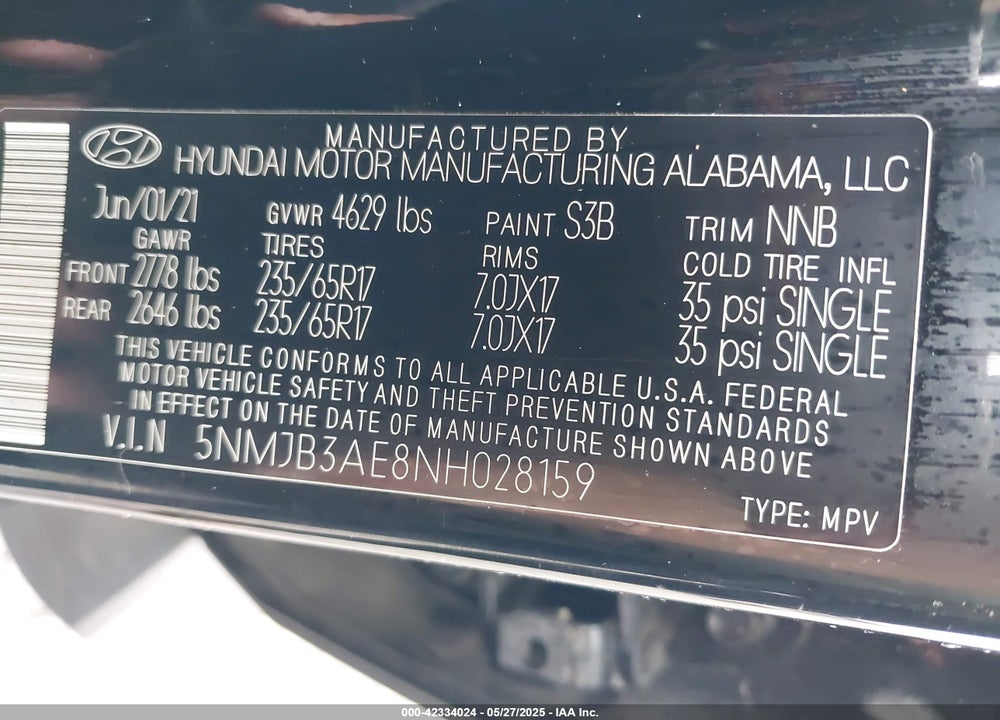 2022 HYUNDAI TUCSON SEL VIN: 5NMJB3AE8NH028159