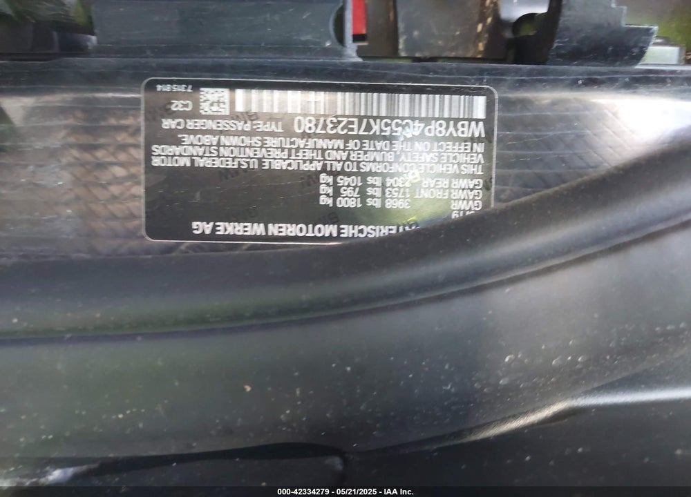 2018 BMW I SERIES VIN: WBY8P4C55K7E23780