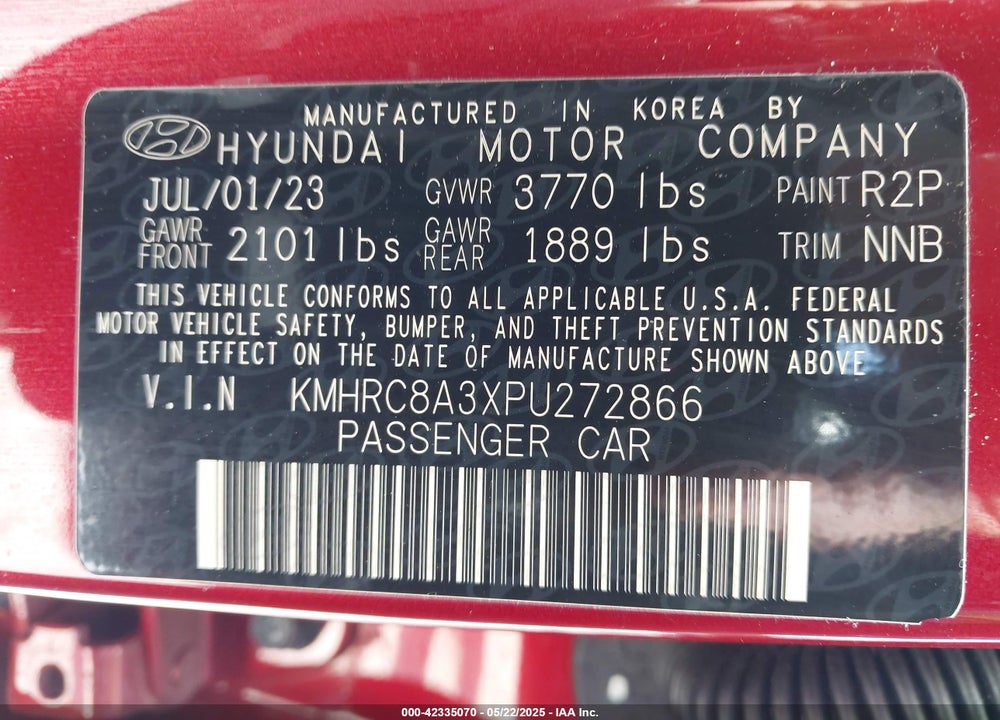 2023 HYUNDAI VENUE VIN: KMHRC8A3XPU272866