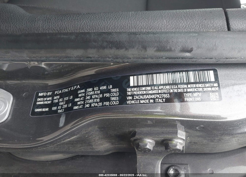 2019 JEEP RENEGADE VIN: ZACNJBAB4KPK27653