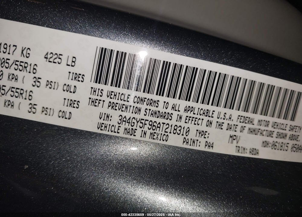 2010 CHRYSLER PT CRUISER CLASSIC VIN: 3A4GY5F96AT218310