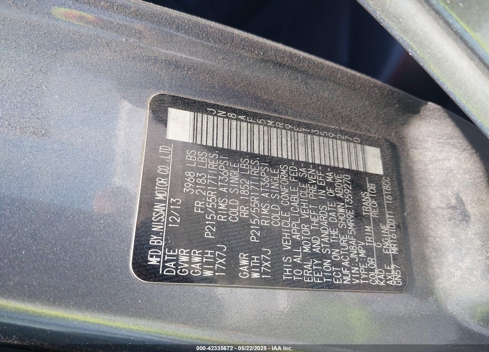 2014 NISSAN JUKE VIN: JN8AF5MR9ET359270