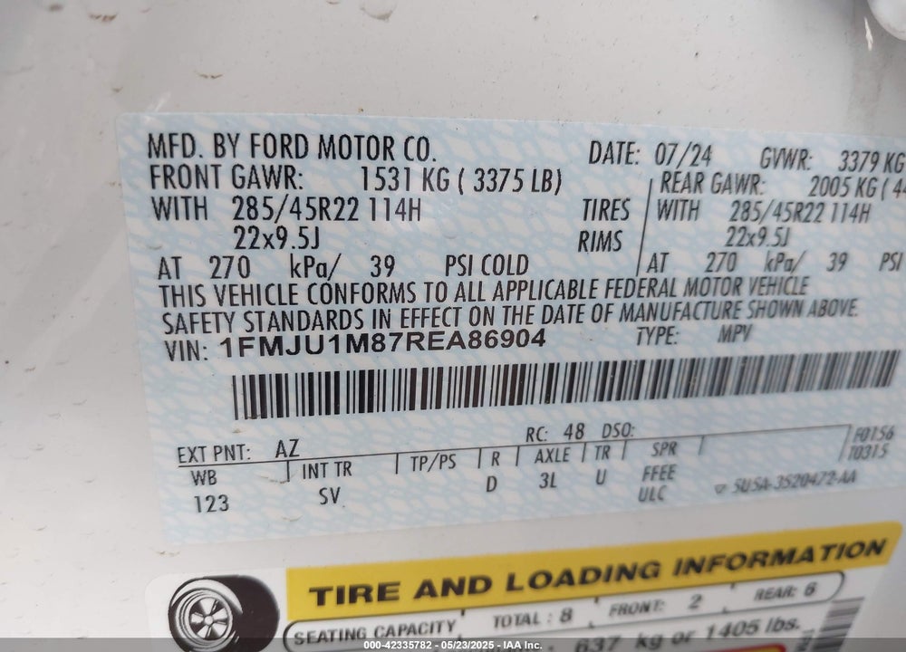 2024 FORD EXPEDITION PLATINUM VIN: 1FMJU1M87REA86904