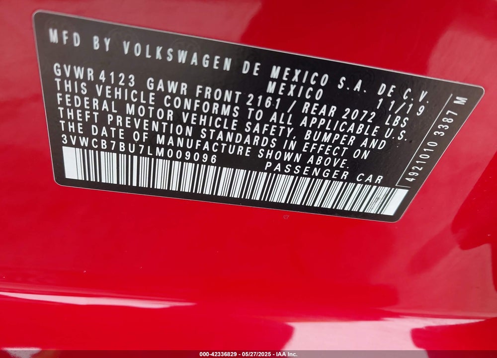 2020 VOLKSWAGEN JETTA VIN: 3VWCB7BU7LM009096