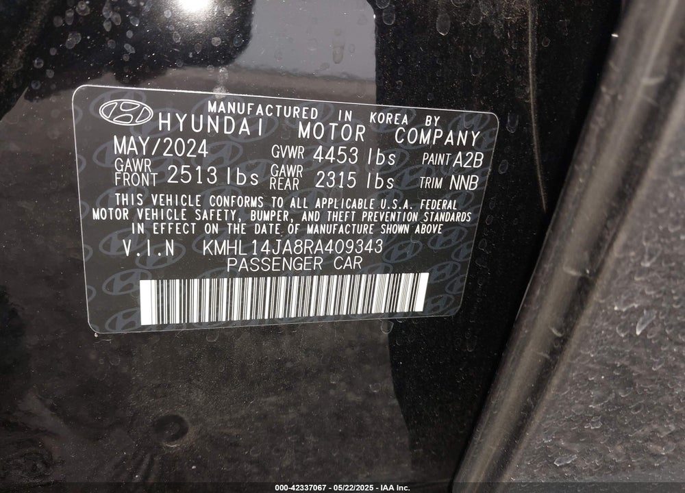 2024 HYUNDAI SONATA VIN: KMHL14JA8RA409343