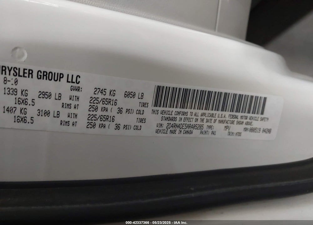 2010 DODGE GRAND CARAVAN SE VIN: 2D4RN4DE5AR405285