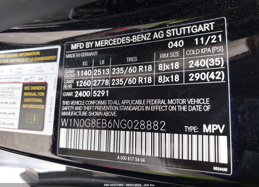 2022 MERCEDES-BENZ GLC 300 4MATIC SUV VIN: W1N0G8EB6NG028882