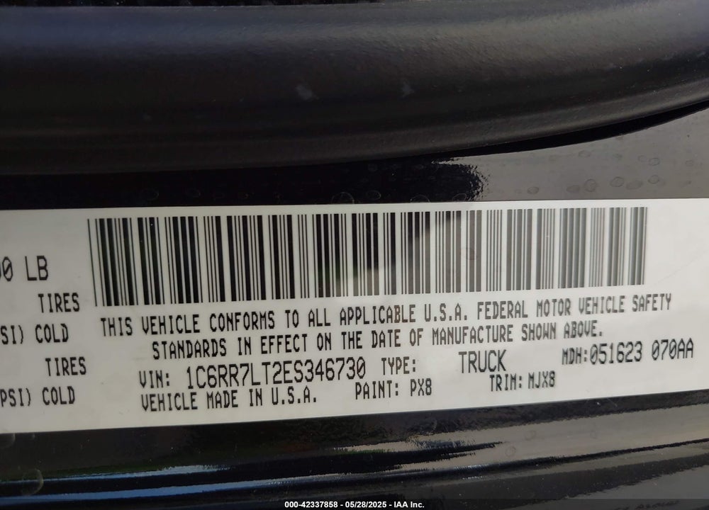 2014 RAM 1500 VIN: 1C6RR7LT2ES346730