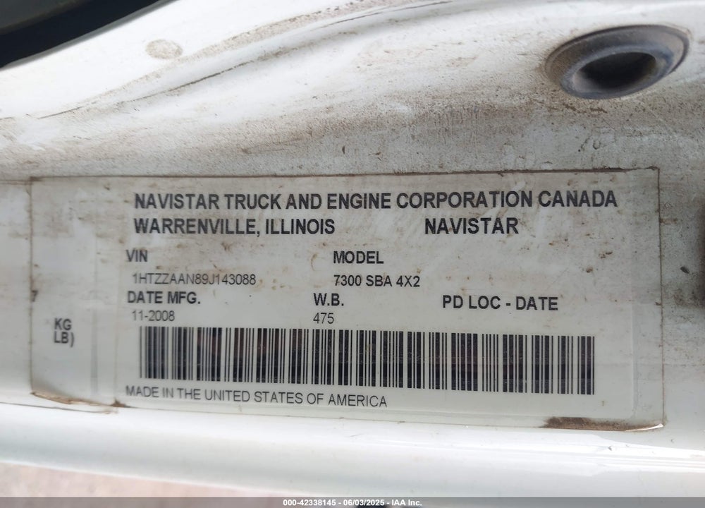 2009 INTERNATIONAL 7000 7300 VIN: 1HTZZAAN89J143088
