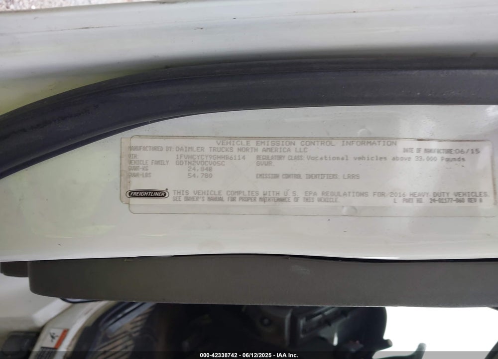 2016 FREIGHTLINER M2 106 MEDIUM DUTY VIN: 1FVHCYCY9GHHB6114