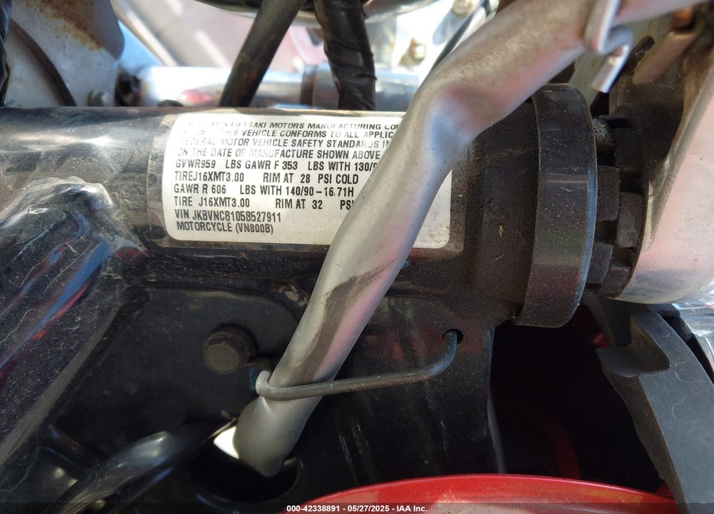 2005 KAWASAKI VN800 B VIN: JKBVNCB105B527911