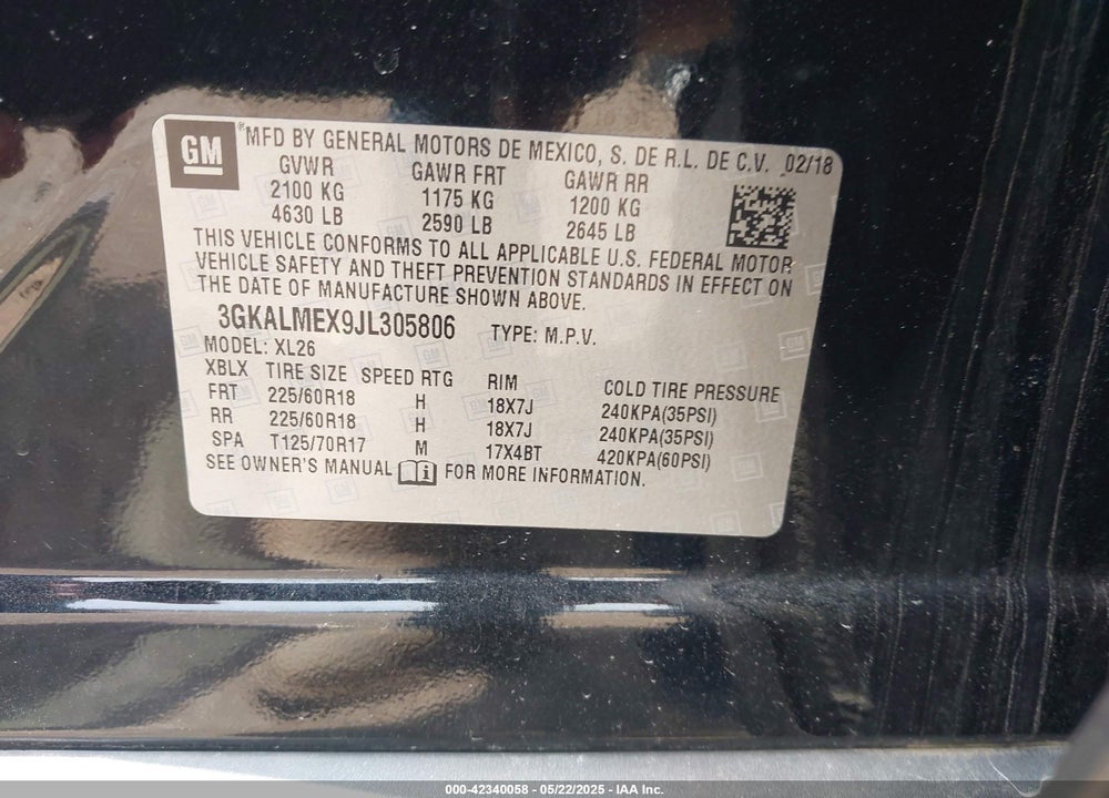 2018 GMC TERRAIN SLE VIN: 3GKALMEX9JL305806