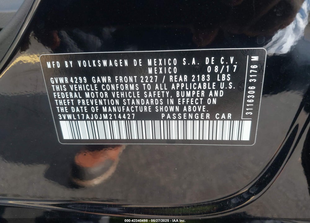 2018 VOLKSWAGEN JETTA 1.8T SEL VIN: 3VWL17AJ0JM214427