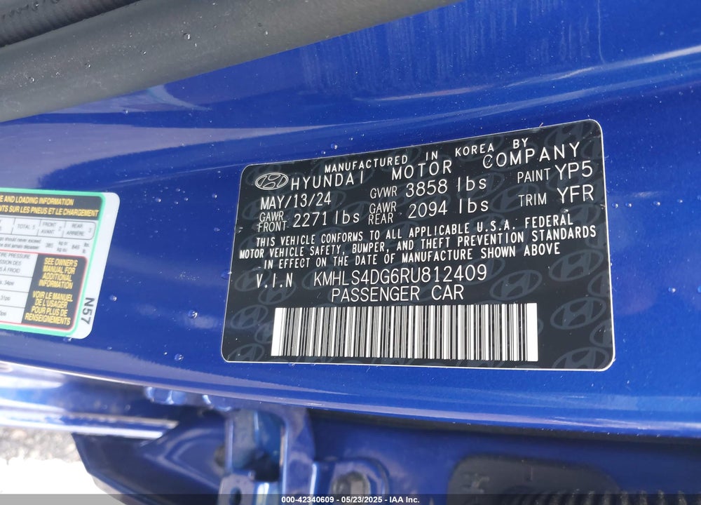 2024 HYUNDAI ELANTRA VIN: KMHLS4DG6RU812409