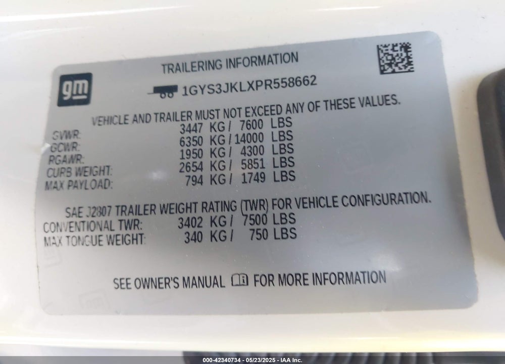 2023 CADILLAC ESCALADE ESV 2WD LUXURY VIN: 1GYS3JKLXPR558662