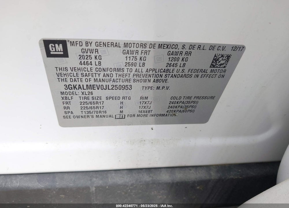 2018 GMC TERRAIN VIN: 3GKALMEV0JL250953