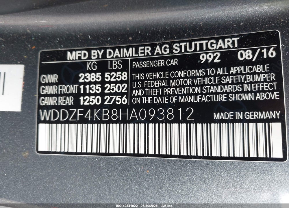 2017 MERCEDES-BENZ E 300 4MATIC VIN: WDDZF4KB8HA093812