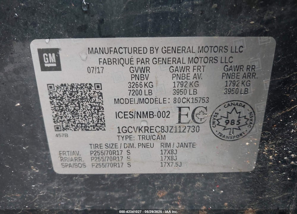 2018 CHEVROLET SILVERADO 1500 VIN: 1GCVKREC8JZ112730