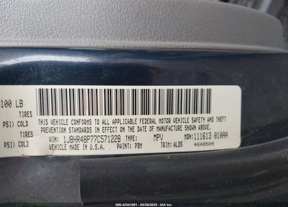 2007 JEEP GRAND CHEROKEE LAREDO VIN: 1J8HR48P77C571228