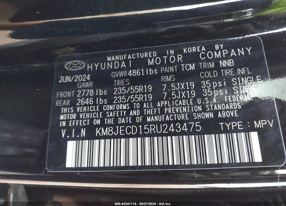 2024 HYUNDAI TUCSON HYBRID VIN: KM8JECD15RU243475