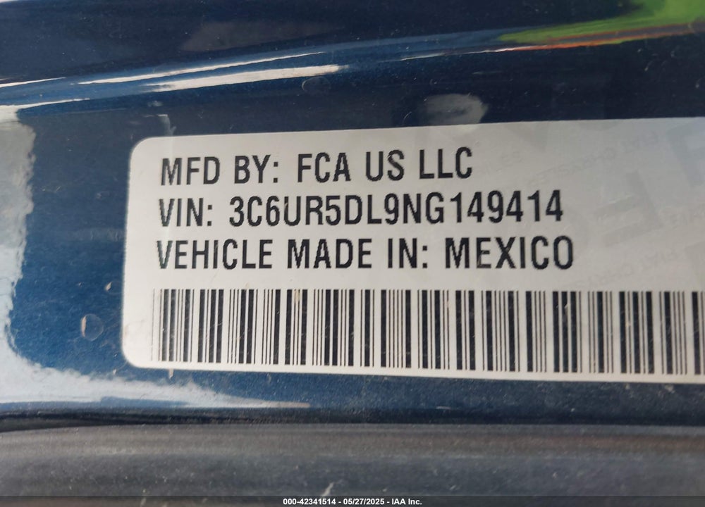 2022 RAM 2500 VIN: 3C6UR5DL9NG149414