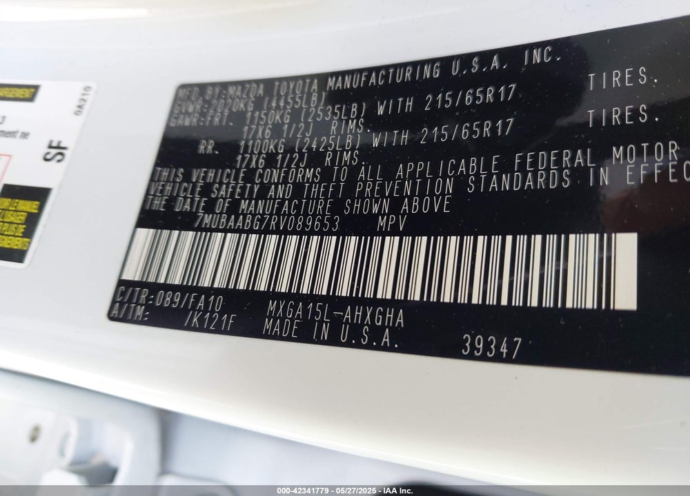 2024 TOYOTA COROLLA CROSS VIN: 7MUBAABG7RV089653
