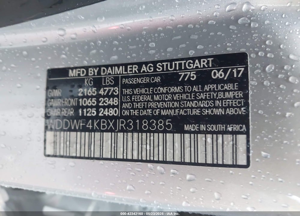 2018 MERCEDES-BENZ C 300 4MATIC VIN: WDDWF4KBXJR318385
