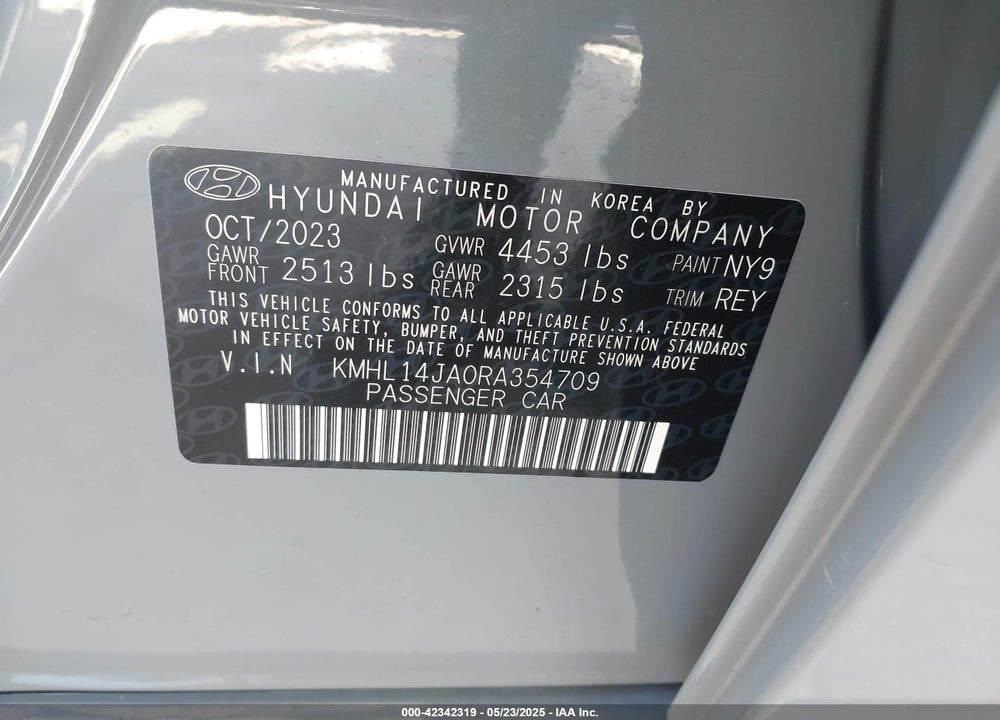 2024 HYUNDAI SONATA VIN: KMHL14JA0RA354709