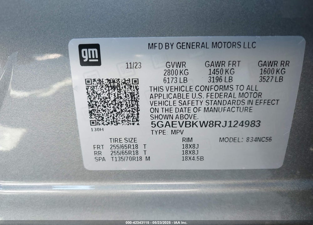 2024 BUICK ENCLAVE PREMIUM AWD VIN: 5GAEVBKW8RJ124983