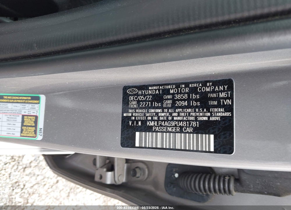 2023 HYUNDAI ELANTRA VIN: KMHLP4AG9PU481781