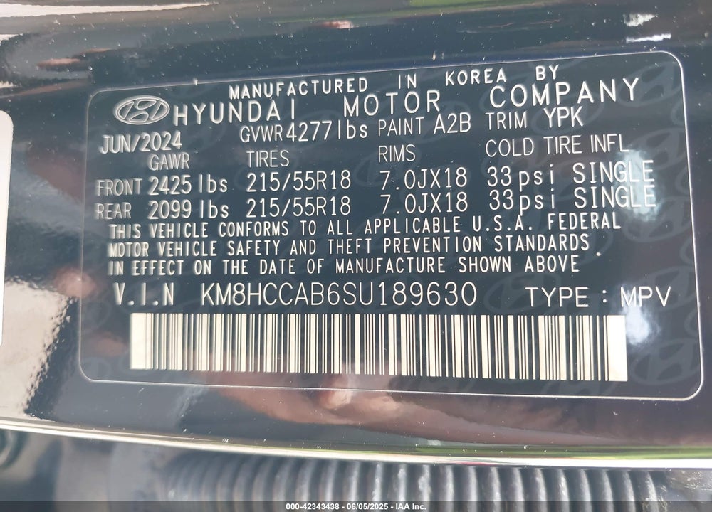 2025 HYUNDAI KONA SEL CONVENIENCE VIN: KM8HCCAB6SU189630